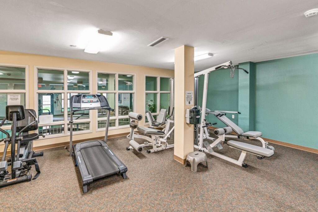 DSC06981 - Town Village Sterling Heights The gym is equipped with cardio and strength training machines at Town Village Sterling Heights, a senior living community near Clinton Township, MI.
