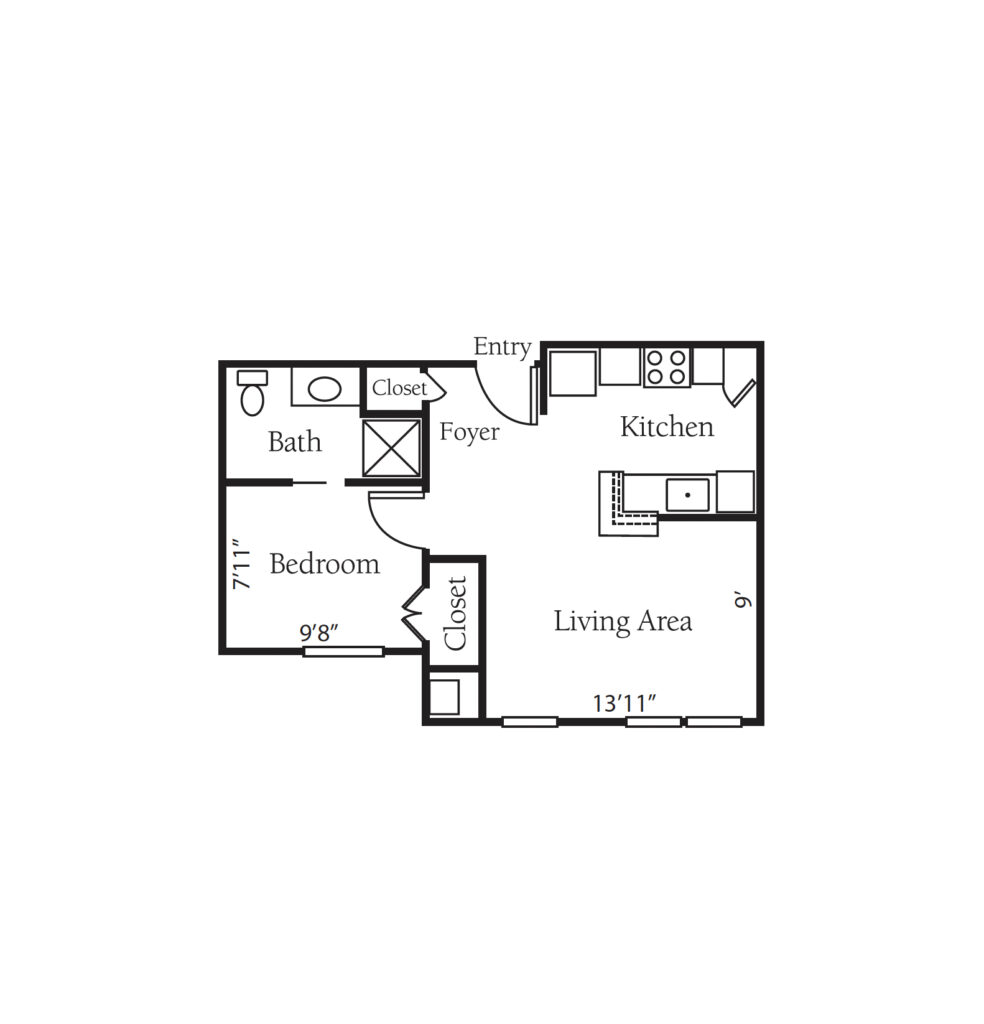 Independent Living Regent, One Bedroom floor plan image.